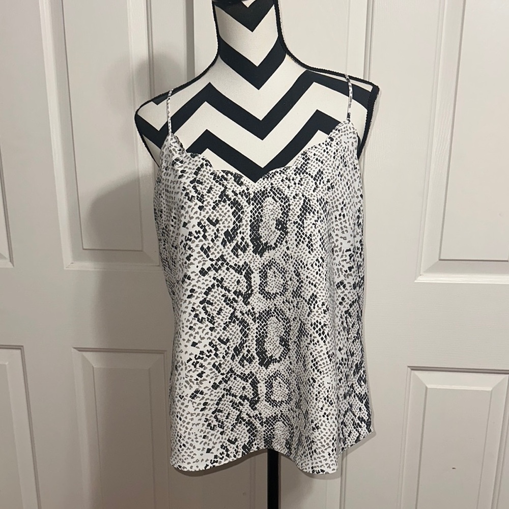 J. Crew Gray and White Snake Print Camisole Top